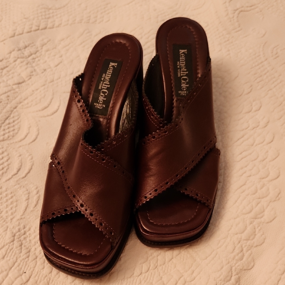Kenneth Cole Women's Dark Brown Leather Mules